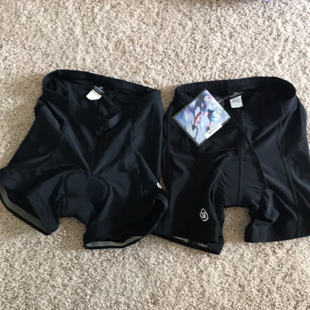 2 x canari padded cycle shorts, black size small